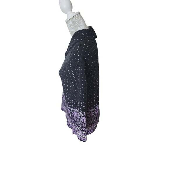 Talbots Pullover Sweater Long Sleeve Black Purple Snowflakes Small Petite SP - Picture 4 of 8